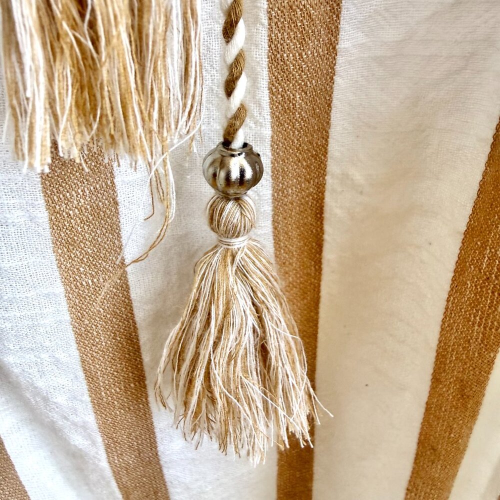 Mlle Gabrielle Cream and Tan Striped Beach Kaftan Dress - Picture 6 of 8